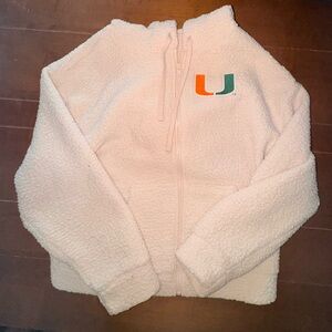 PINK VS / University of Miami UM collab Sherpa Zip-Up hoodie size M